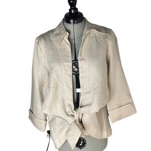 NWT Neiman Marcus Cream Steampunk Jacket Linen Floral Embroidered Size Medium